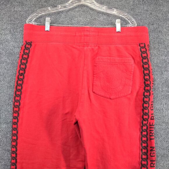 True Religion Mens Jogger Pants Large Red Drawstring Waist Tapered Leg Cotton - Picture 6 of 12